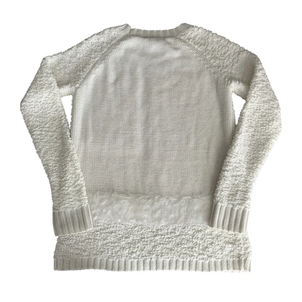 Sanctuary Snuggle Cable-Knit Sweater Winter White Sz XS Fuzzy Mixed Yarn Pattern